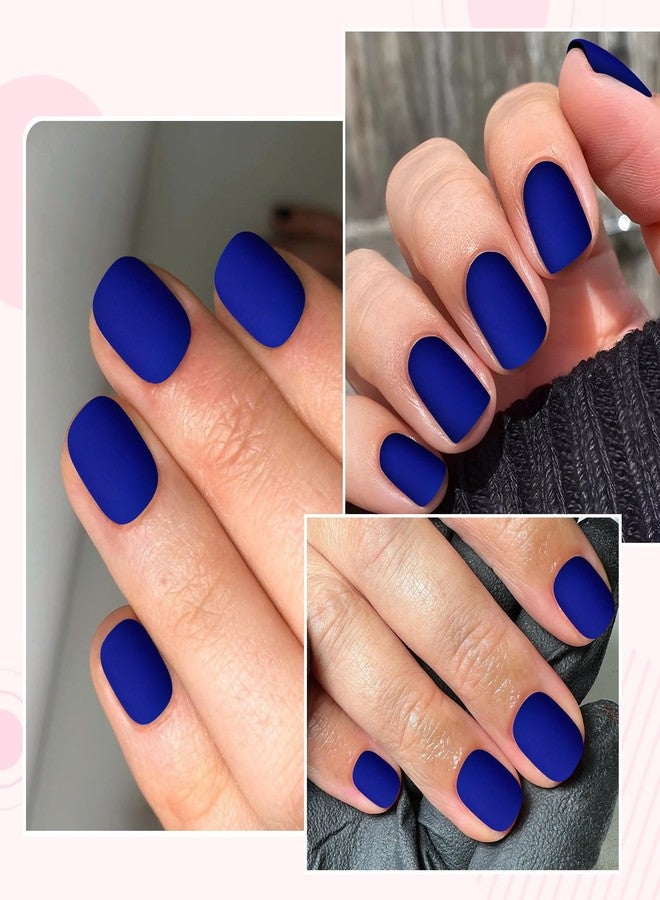 Lifextol 120PC Blue Square Press on Nails Short Blue Fake Nails Press ons Acrylic Nails Press on Nail for Women, 12 Size Matte Stick on Nail Petite Press on False Nail Tips Pack&5PC Sticky Tab - Image 2